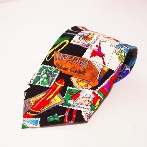 Nicole Miller Vintage USA Souvenir Postage Stamp Silk Tie 1990